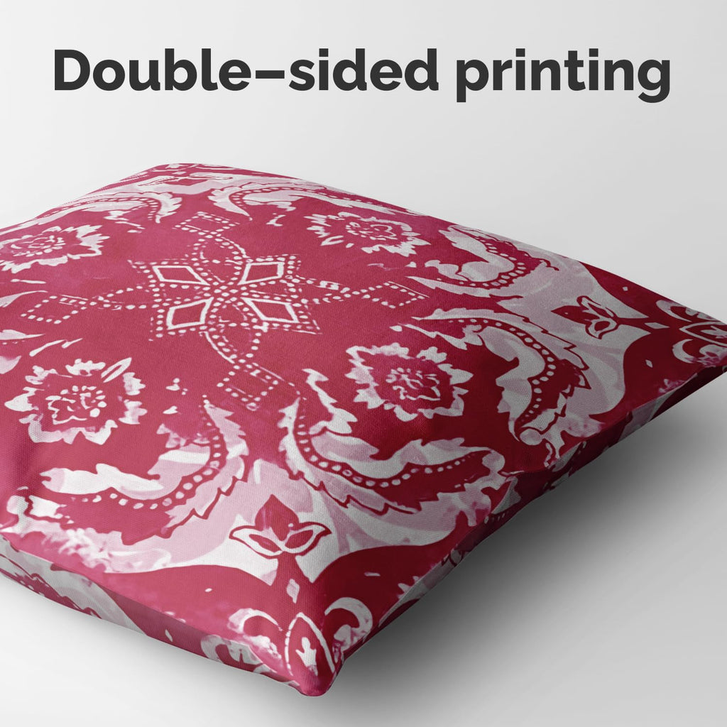 M-Qizi Red Throw Pillow Covers - Flannel Red Pillow Covers 18X18 Set Of 4, Decorative Red Pillow Covers, Chinoiserie Pillow Cove
