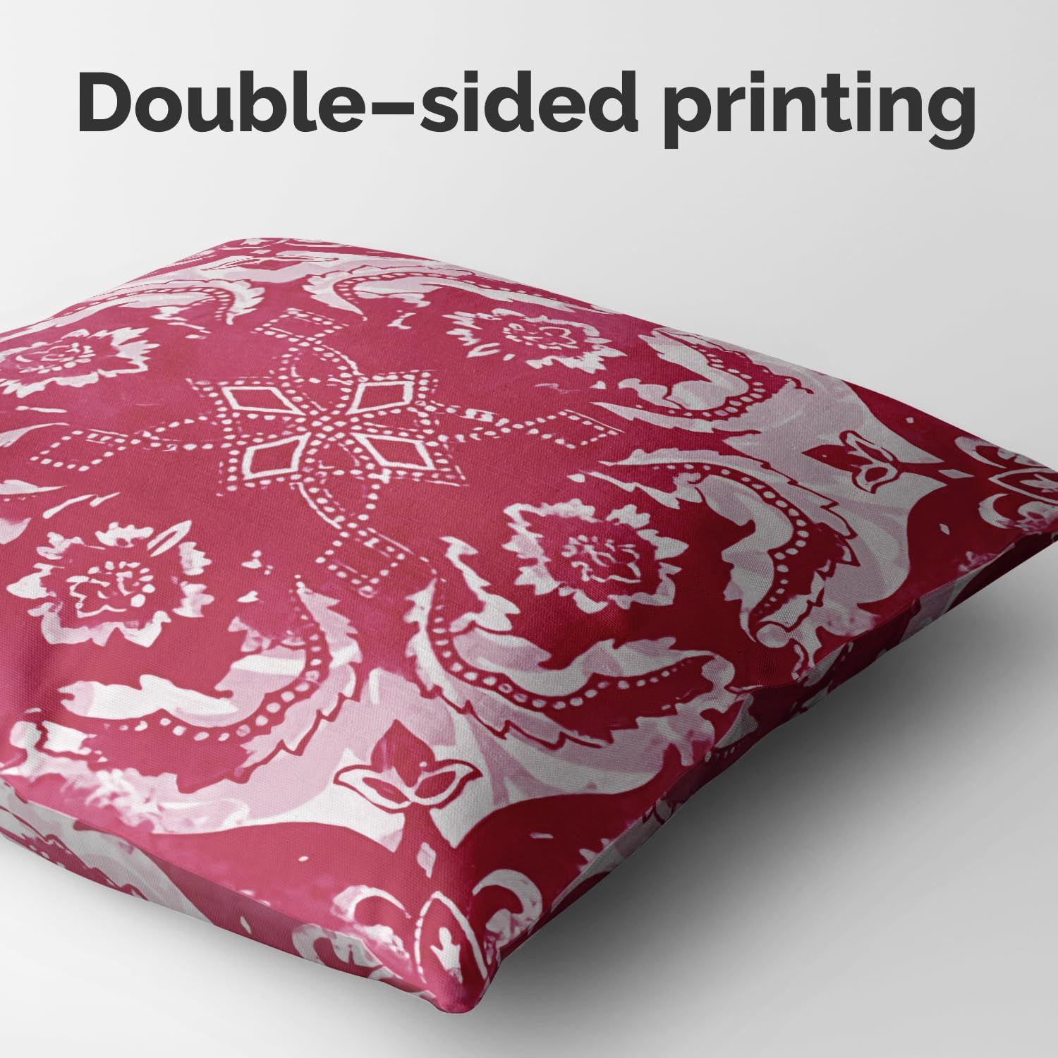 M-Qizi Red Throw Pillow Covers - Flannel Red Pillow Covers 18X18 Set Of 4, Decorative Red Pillow Covers, Chinoiserie Pillow Cove