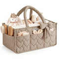 Blissful Diary Baby Diaper Caddy Organizer, HeartQuilted, Brown
