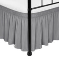 Biscaynebay Wrap Around Bed Skirts With Split Corners For Full Beds 17' Drop, Silver Grey Elastic Dust Ruffles Adjustable Easy