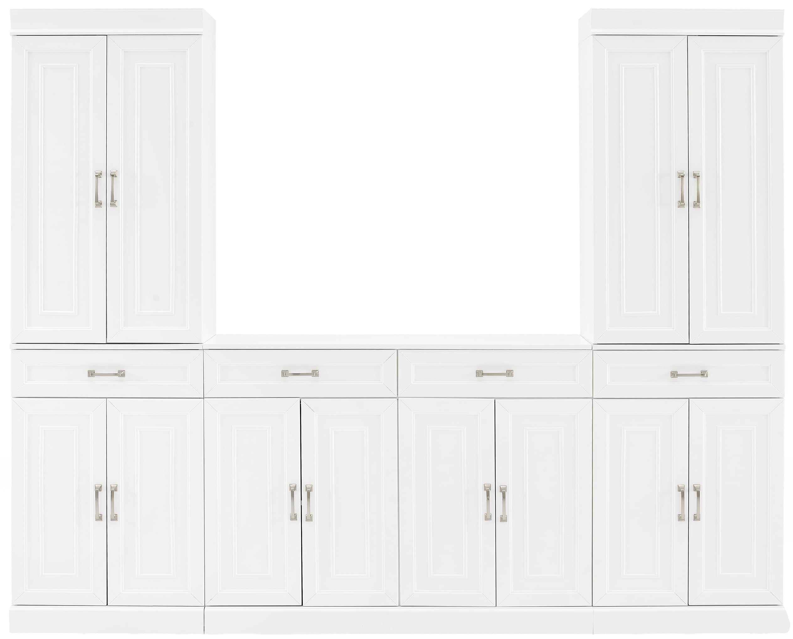 Crosley Furniture Stanton 3-Piece Traditional Sideboard Buffet Cabinet and Kitchen Storage Pantry Set, White