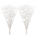 Yen Jean 30Pcs Christmas Tree Decorations White Artificial Glitter Berry Stems Xmas Ornaments Picks Vase Home Table Decor