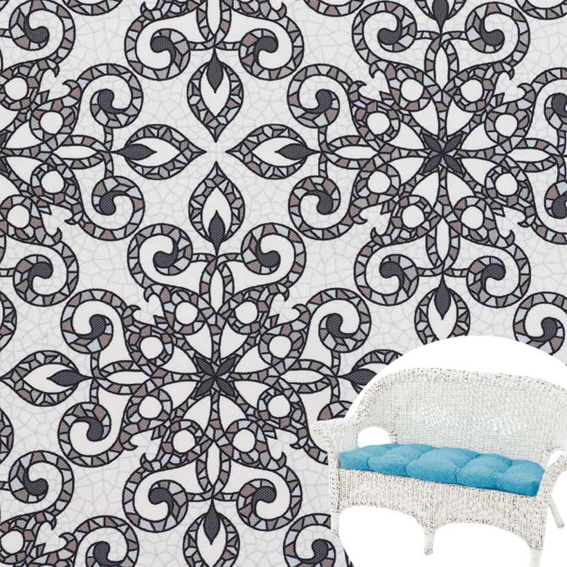 Printed Outdoor Cushion Collection - Mosaic Wicker Settee