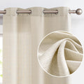 jinchan Beige Linen Textured Curtains 90 Inch Long 2 Panels for Living Room Grommet Top Light Filtering Window Drapes for Bedroo
