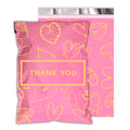 Thank You Poly Mailers 6X9 Inch 100 Pcs - Heart Printed Shipping Bags, 2.4Mil Thickness, Waterproof And Tear Resistant Mailing E