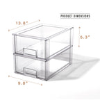 BINO Stackable Storage Drawers Large Clear Plastic 2 Pack