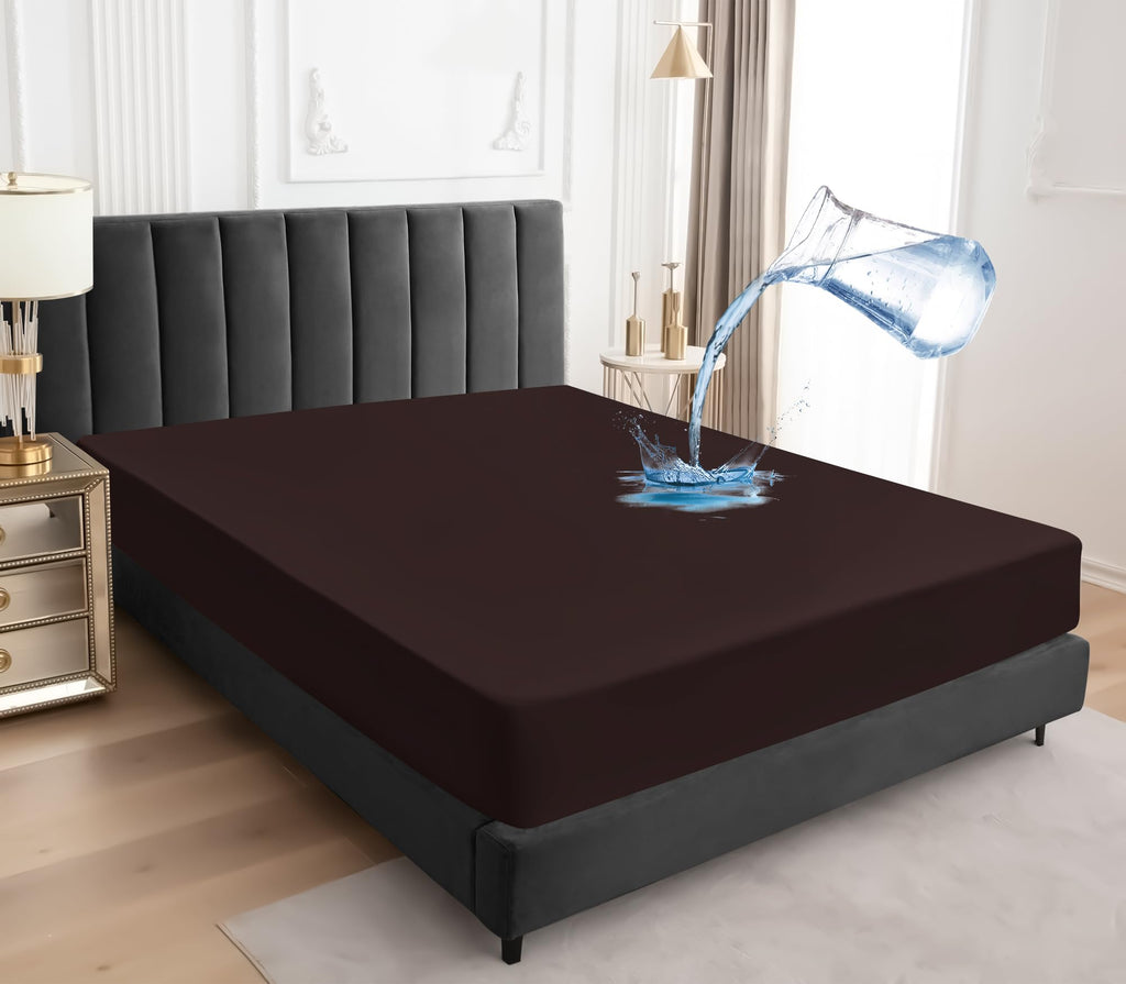 Sufdari King Size Mattress Protector,Waterproof Mattress Protector,Fitted Sheet Style Mattress Cover With 18' Deep Pocket,Washable And Comfortable-Chocolate,King