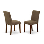 East West Furniture Anab5-Mah-18 5 Piece Dining Table Set For 4 Includes A Round Kitchen Table With Pedestal And 4 Coffee Linen Fabric Upholstered Chairs, 36X36 Inch, Mahogany