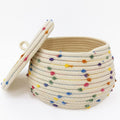 Esme L&H Small Rope Basket with Lid,10x6 Small Round Woven Storage Basket with lid for Organizing, Small Decorative Toy Basket,C