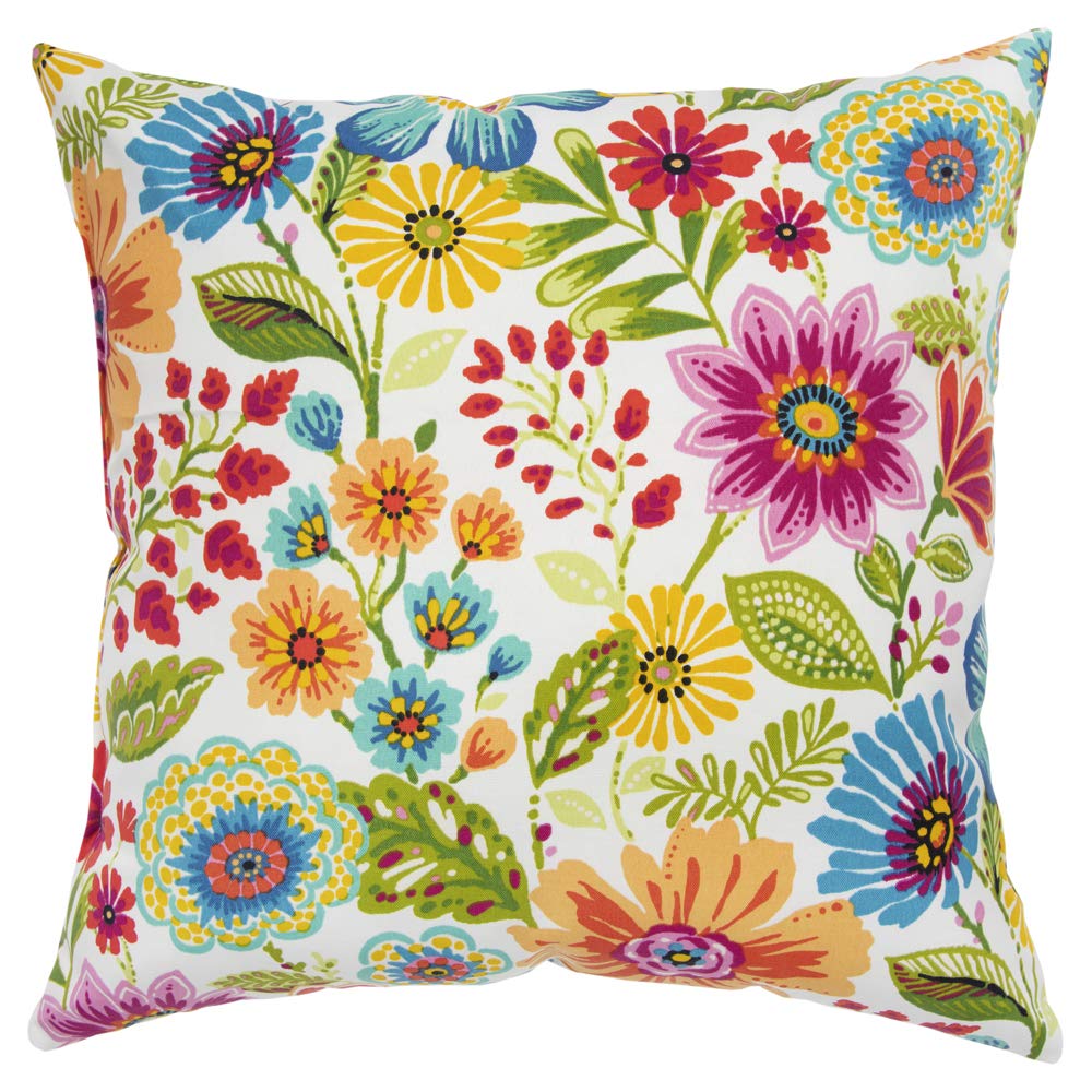 Rizzy Home Floral 22&quot; x 22&quot; Indoor/Outdoor Polyester Pillow-Hot Pink