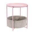 Amazon Basics Round Storage End Table, Side Table with Cloth Basket, Dusty Pink, 17.7D x 17.7W x 18.9H