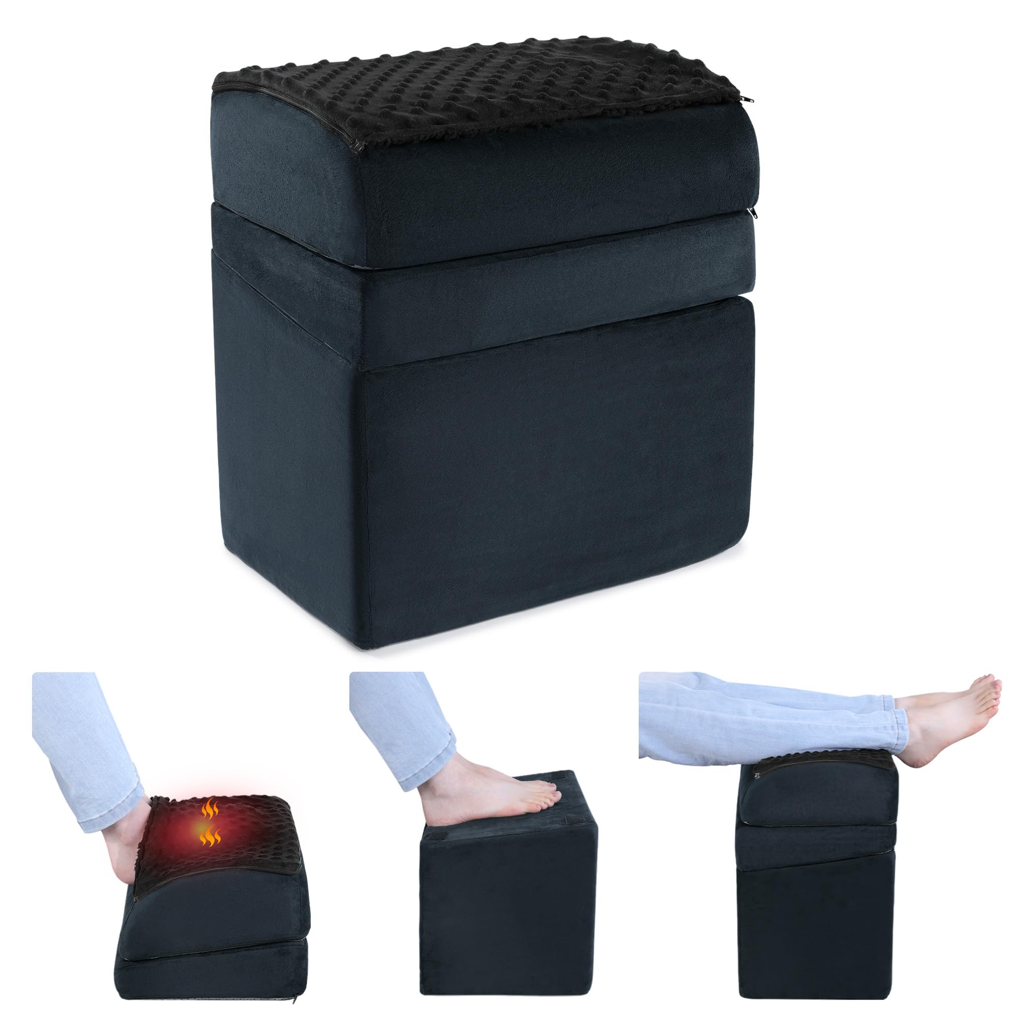 ROYALAY Adjustable Foot Rest for Under Desk at Work with Feet Warm Pocket, Ergonomic Foot Stools for Under Office Desk, Leg Rest