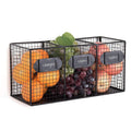 15 West 28109 Black Metal Wire 3 Bin Kitchen Pantry Organizer Basket, Free Standing Mail Sorter. Black