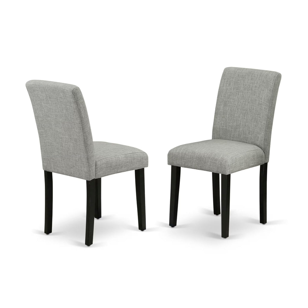 East West Furniture Duab7-Blk-06 7 Piece Dining Room Table Set Consist Of A Rectangle Kitchen Table And 6 Shitake Linen Fabric Parson Dining Chairs, 36X60 Inch, Black