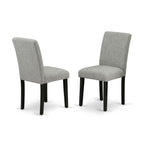 East West Furniture Amab5-Bch-06 5 Piece Dining Set Includes A Round Kitchen Table With Pedestal And 4 Shitake Linen Fabric Parson Dining Chairs, 36X36 Inch, Black & Cherry