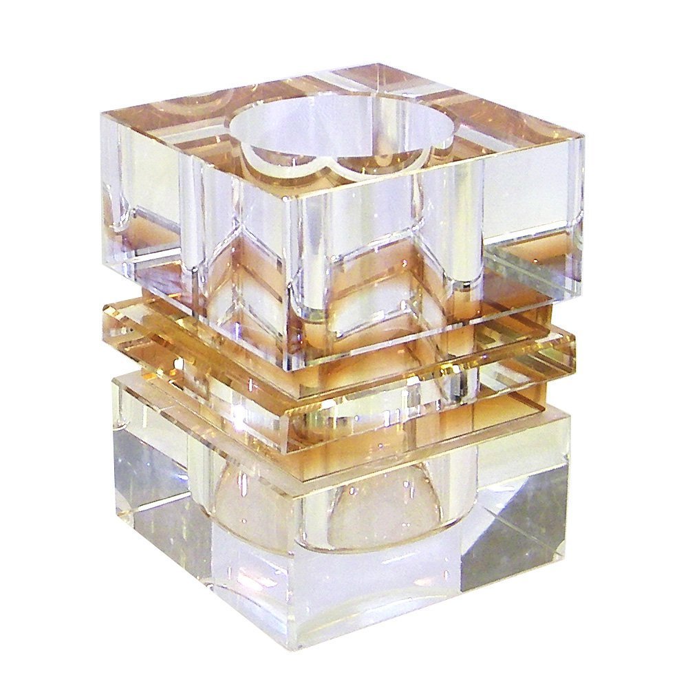 Amlong Crystal Desktop Collection Crystal Pen Holder, Amber