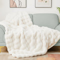 Latepis Cozy Faux Fur Blanket Beige Twin Bubble Blankets For Bed Thick Fuzzy Blanket For Couch Sofa Bedroom Warm Plush Blanket F
