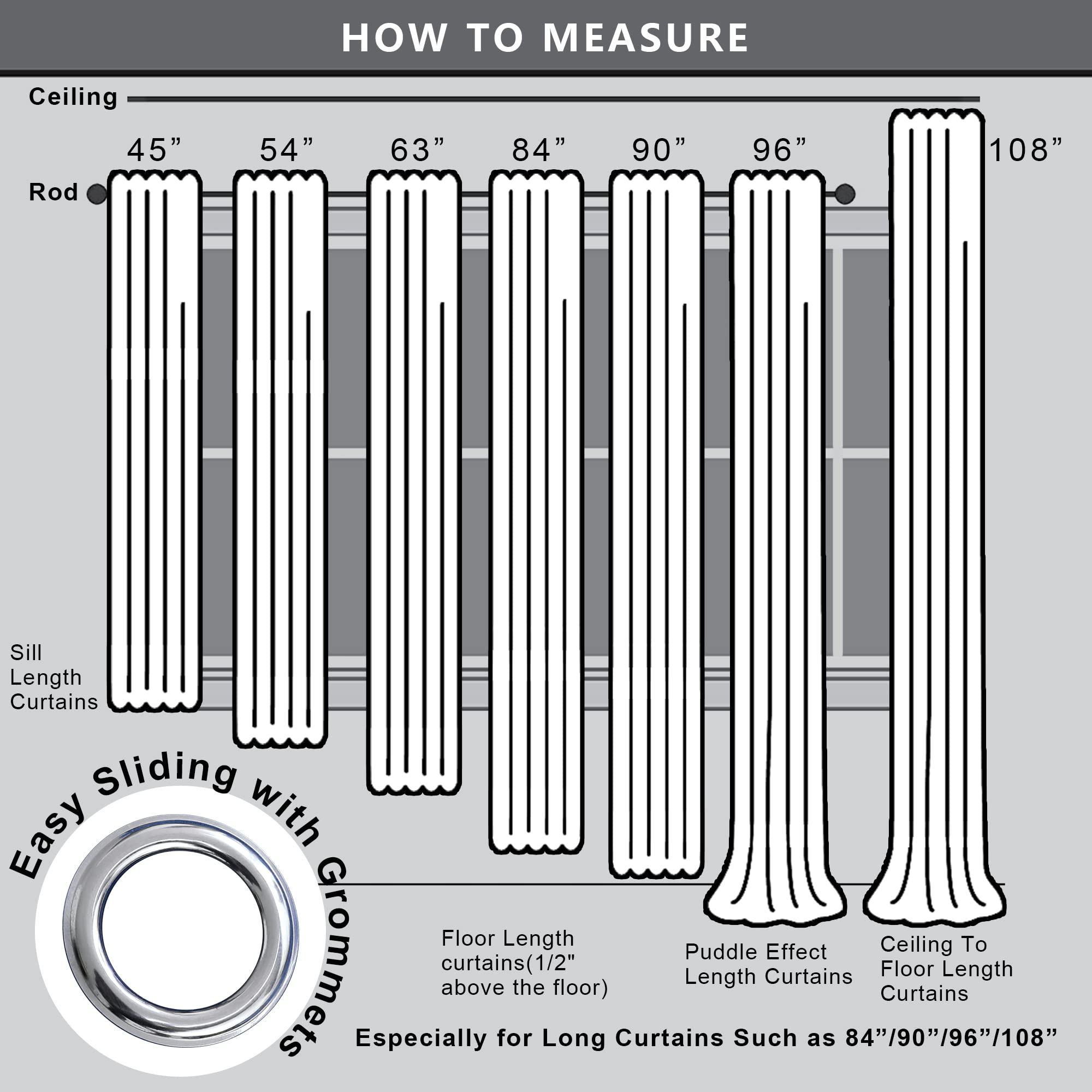 Koufall Black Blackout Curtains For Bedroom 2 Panels 54 Inch Length Sundown Grommet Insulated Thermal Light Blocking Room Darkening Short Solar Curtains For Living Room Office,42X54 Inches Long