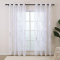 L.Z.E Silver White Sheer Curtains 63 Inch Length For Living Room 2 Panels Set Short Bedroom See Through Sheer Curtains & Drapes