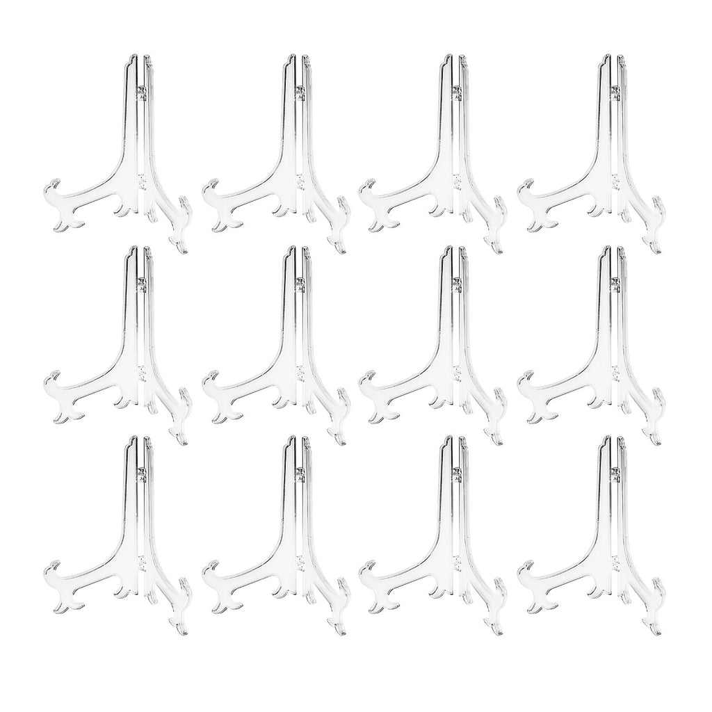 Super Z Outlet Plastic Easels 12 Pack Clear Easel Stands Easel Display Stand for Photo, Place Card, Collectibles, Light Items - 