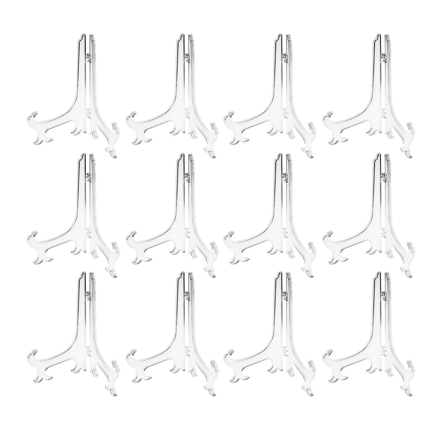 Super Z Outlet Plastic Easels 12 Pack Clear Easel Stands Easel Display Stand for Photo, Place Card, Collectibles, Light Items - 