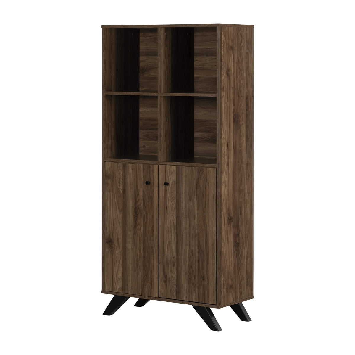 South Shore Helsy Bookcase with Doors, Natural Walnut