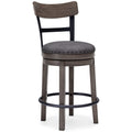 Signature Design By Ashley Caitbrook 24' Farmhouse Counter Height Upholstered Swivel Barstool, Gray