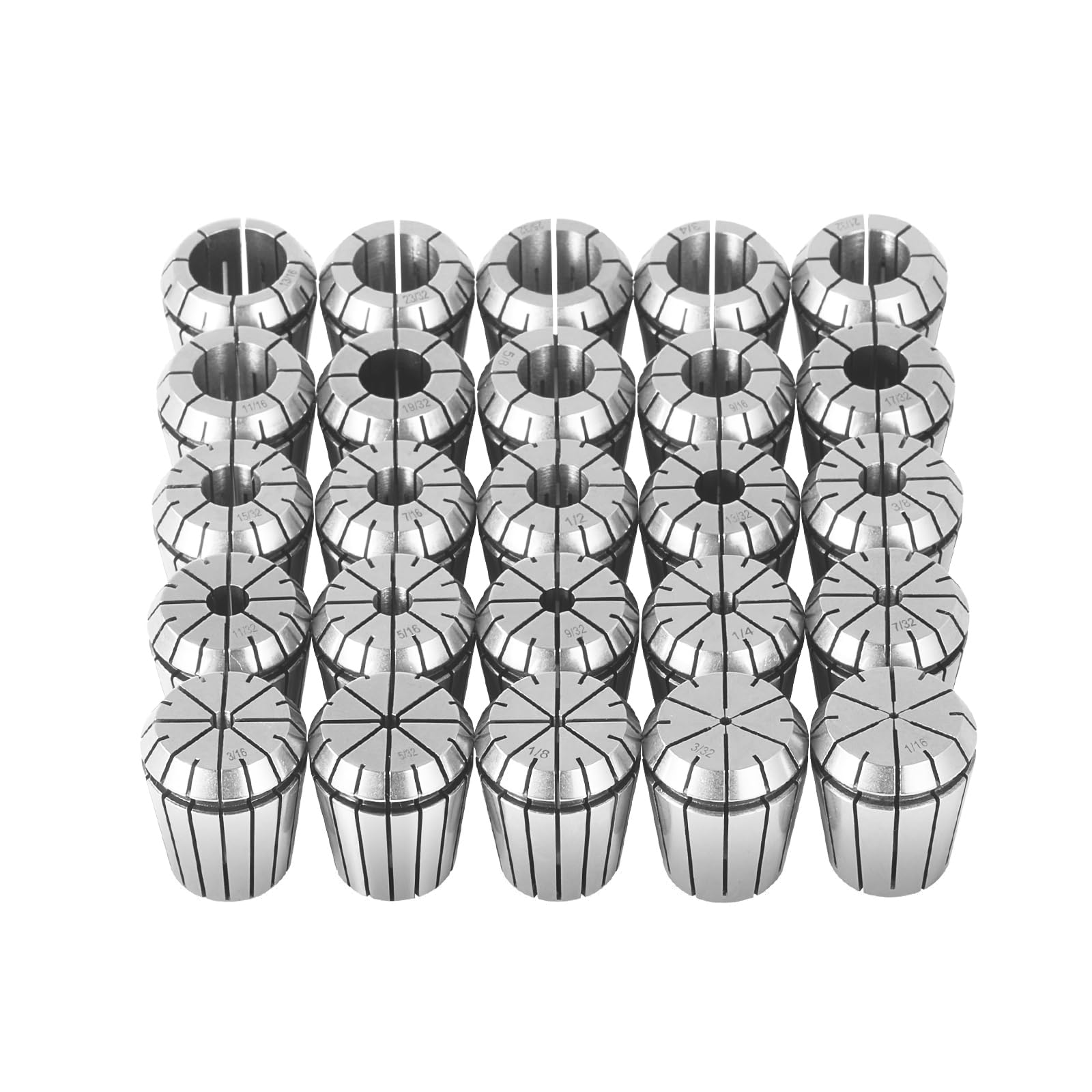 VEVOR 25 pcs ER32 Spring Collet Set 0.0006''/15 m TIR Lathe Chuck Tool with 25 Labeled Storage Boxesfor CNC Engraving Machine Mi