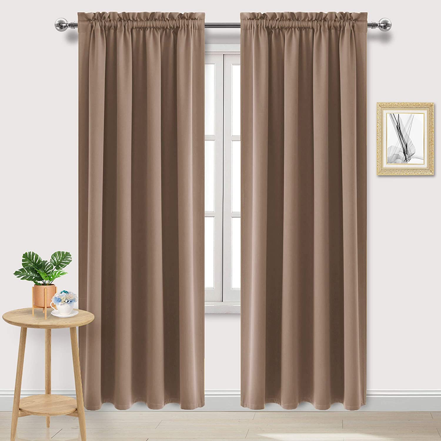 Dwcn Blackout Curtains Room Darkening Thermal Insulated Bedroom Curtains Window Curtain Panels, 52 X 84 Inches Long, Set Of 2 Kh