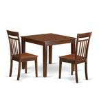 East West Furniture OXCA3-MAH-W 3 Piece Kitchen Table Set for Small Spaces Contains a Square Dining Room Table and 2 Solid Wood Seat Chairs, 36x36 Inch, Mahogany