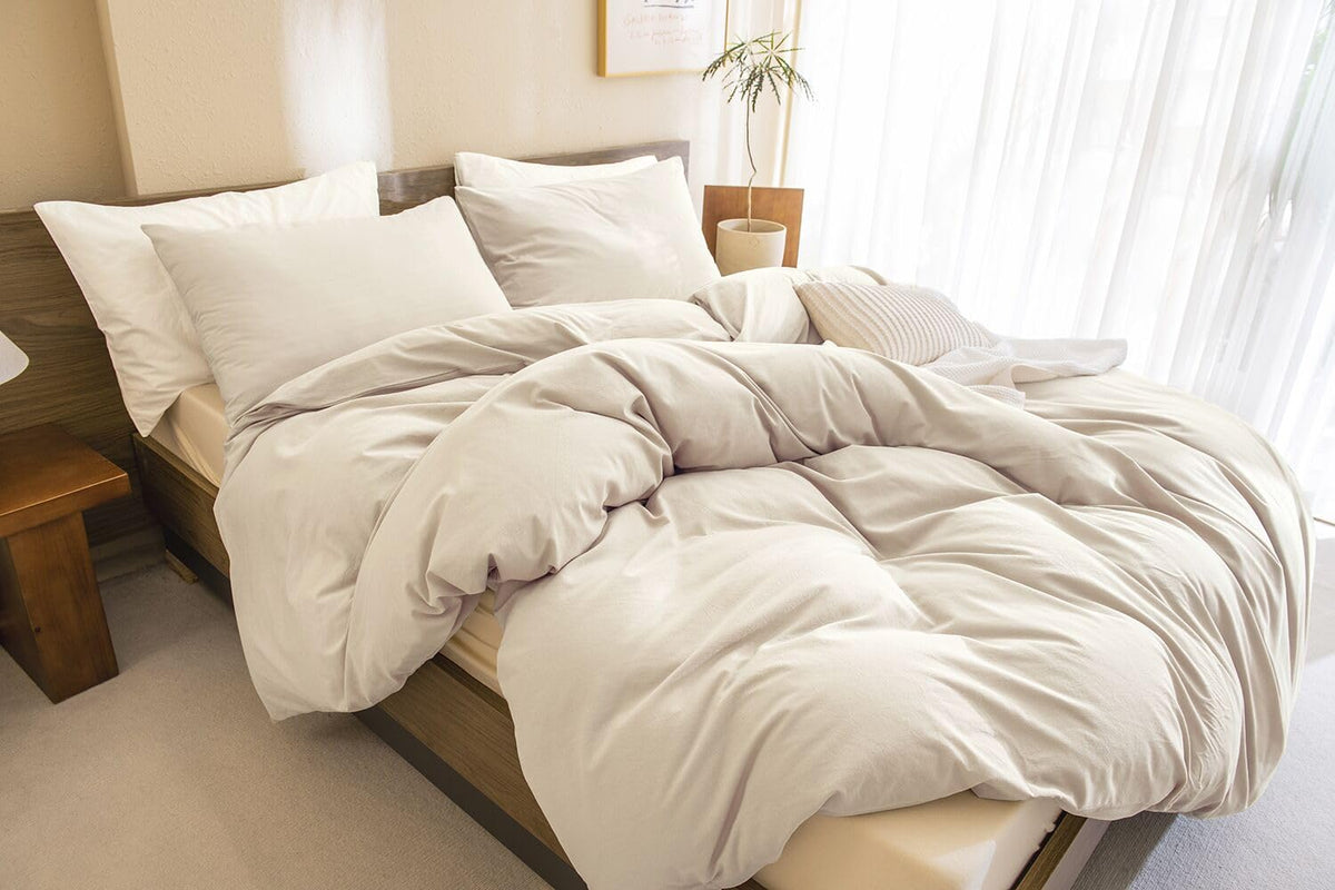 Cozytide Wheat Comforter Set For Queen Bed(90X90 Inch), 3 Pieces Solid Cotton Bedding Comforters & Sets, Soft Lightweight Fluffy
