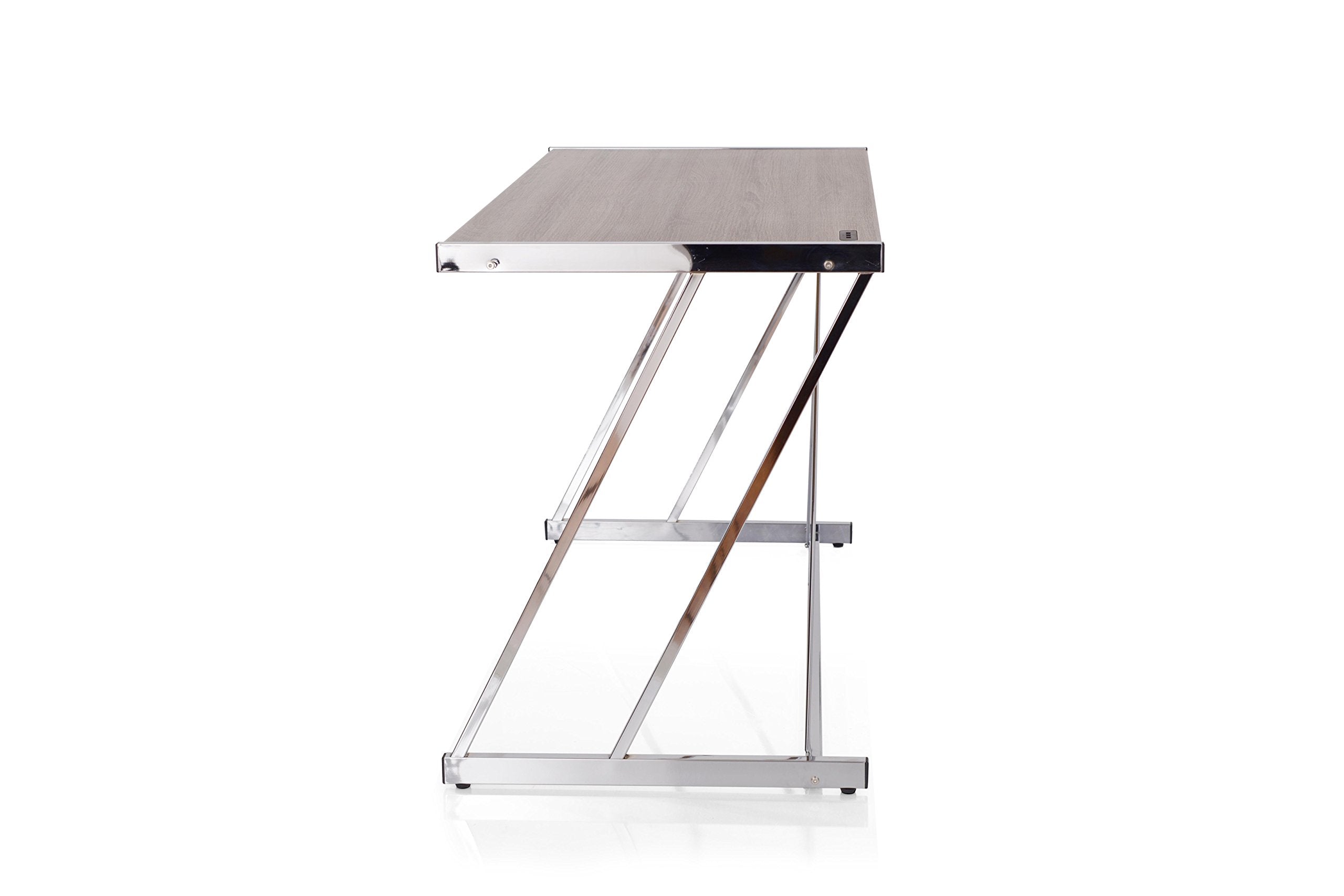 Acme Finis Writing Desk with USB Dock in Weathered Oak and Chrome