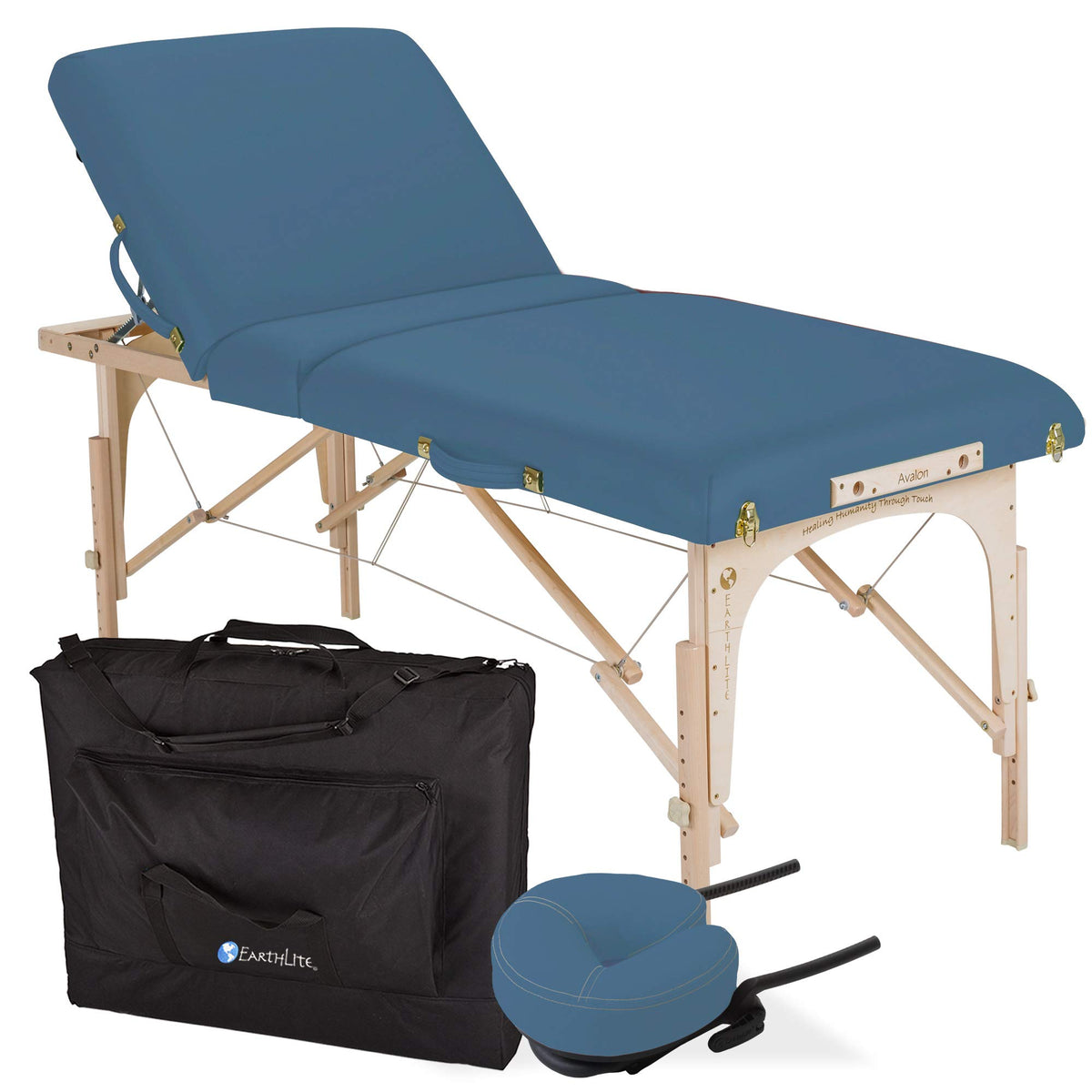 EARTHLITE Portable Massage Table Package AVALON TILT - Foldable Treatment Table with Tilt Option, Reiki Endplate, Premium Flex-R