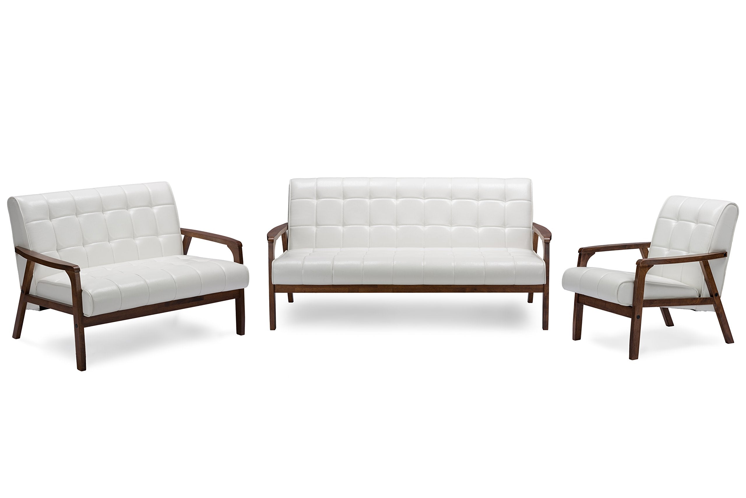 Baxton Studio 3 Piece Mid-Century Masterpieces Living Room Set, White