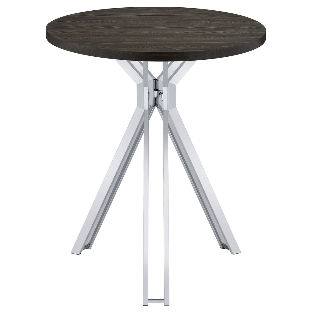 Coaster Home Furnishings Edgerton Round Wood Top Bar Table Dark Oak and Chrome