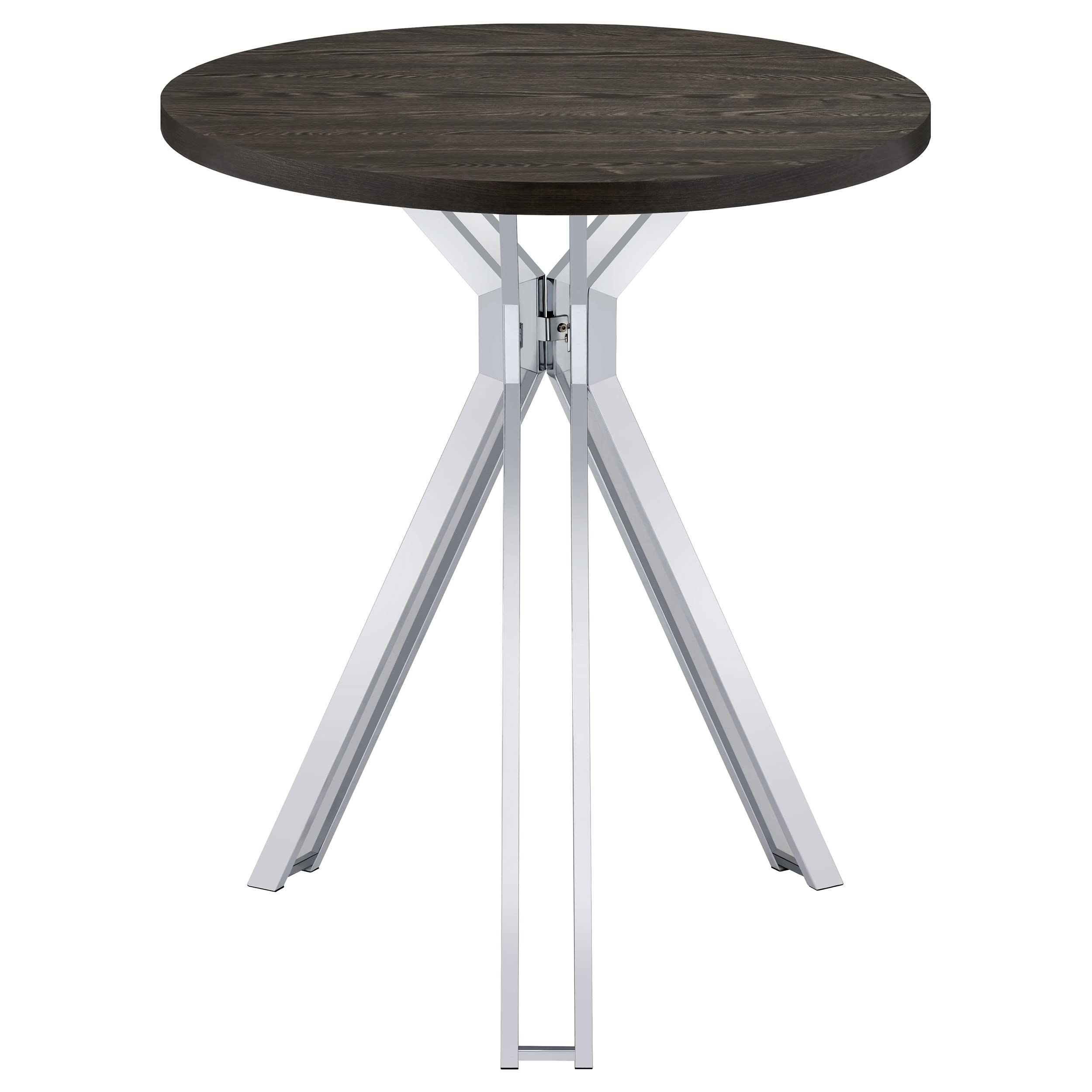 Coaster Home Furnishings Edgerton Round Wood Top Bar Table Dark Oak and Chrome
