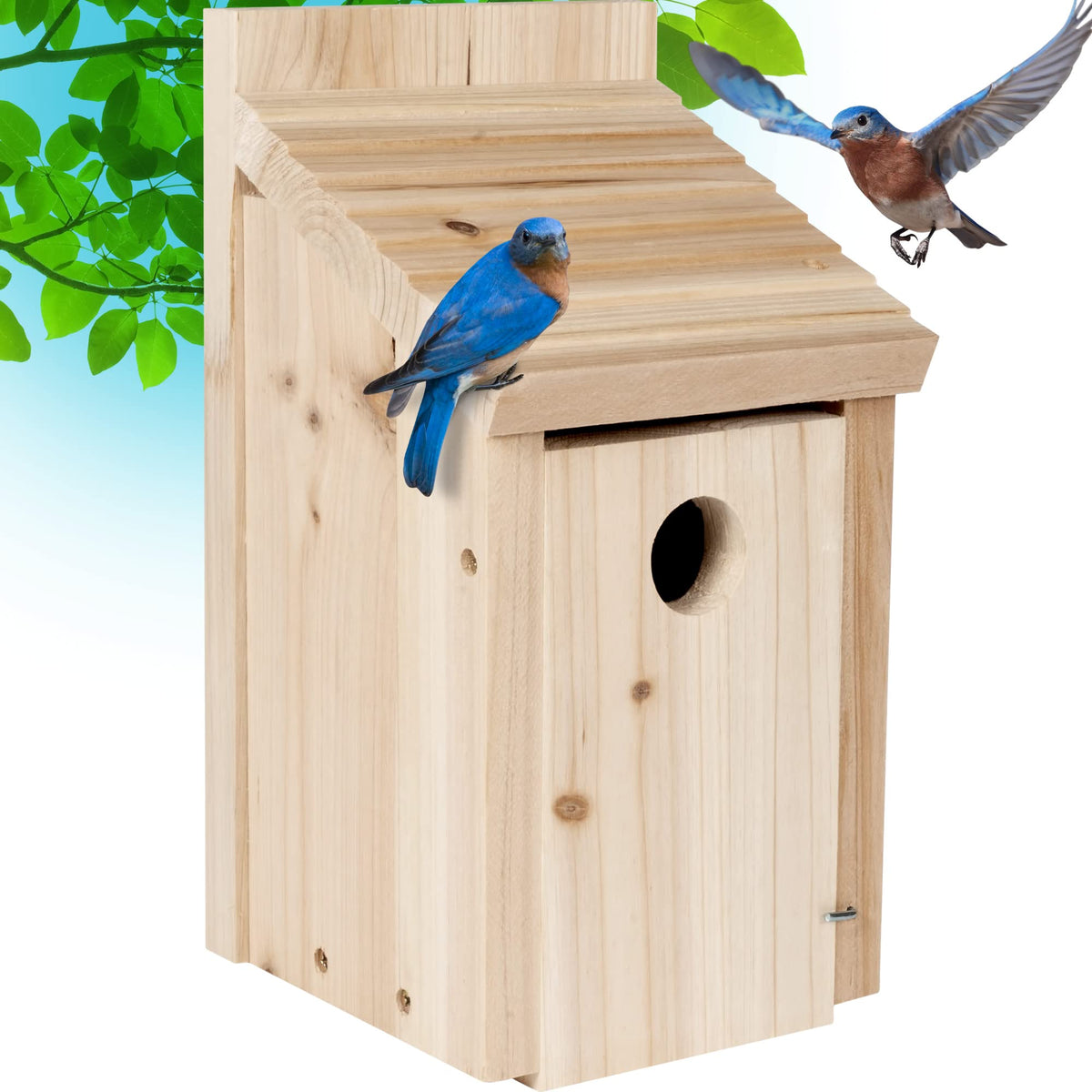 Wooden Bird House For Outside - Bluebird Birdhouse For Outdoors For Finch Cardinals, Hanging Bird Houses For Outdoors Clearance