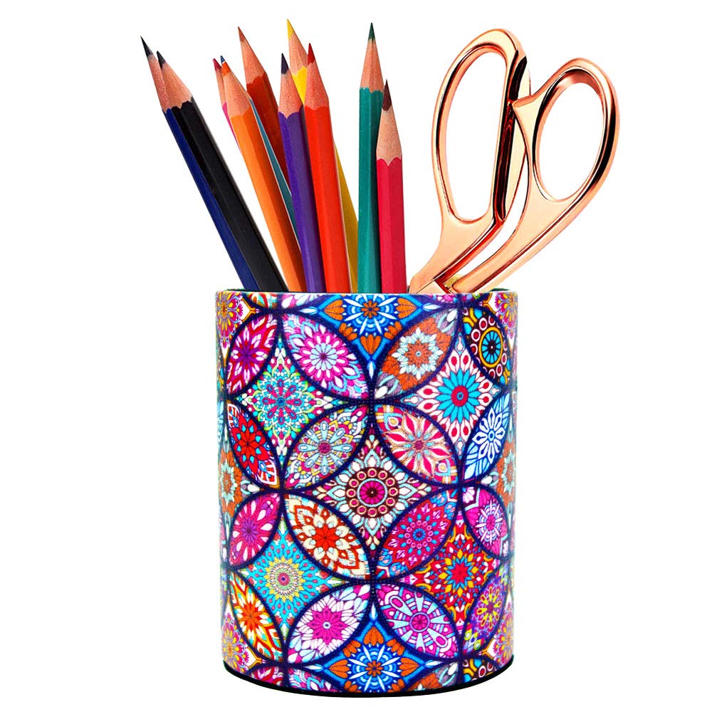 Heygoo Pu Leather Pen Holder, Pencil Holder Desk Organizer For Women Girls, Makeup Brush Holder, Ideal Gift For Office, Classroo