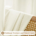 Homeideas Non-See-Through Cream Yellow Privacy Sheer Curtains 52 X 63 Inch Lenth 2 Panels Set, Fish Bone Pattern Semi Sheer Curt