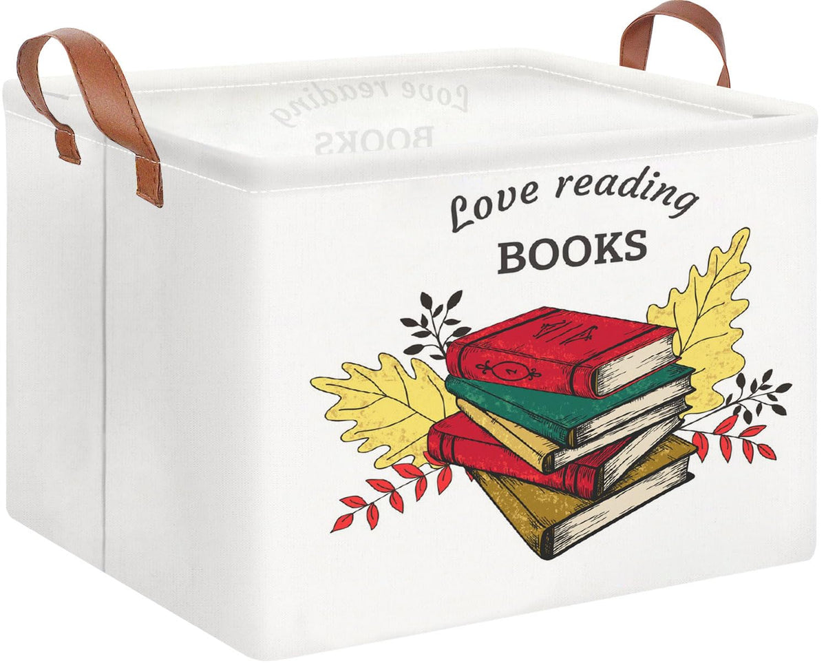 HKEC Rectangle Books Storage Basket, Gift Basket Empty with Handles(Books)