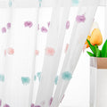 Mysky Home Short Curtains For Bedroom Rainbow Pom Pom Sheer Curtains Kitchen Bathroom 54 Inches Long Curtains Nursery Boys Kids