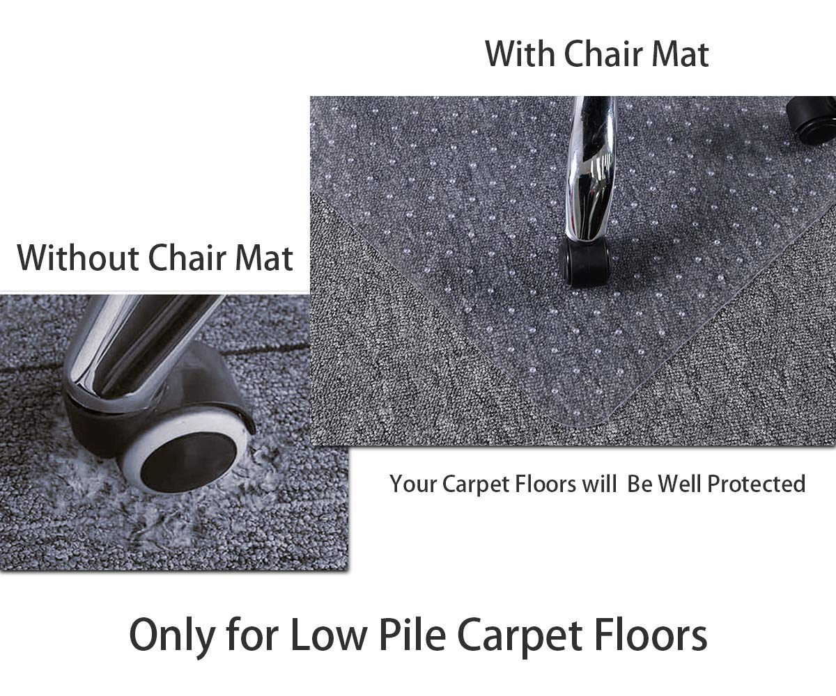 Homek Chair Mat For Carpeted Floors, 53” X 45” Transparent Thick Office Floor Mats For Low Pile Carpet Floors