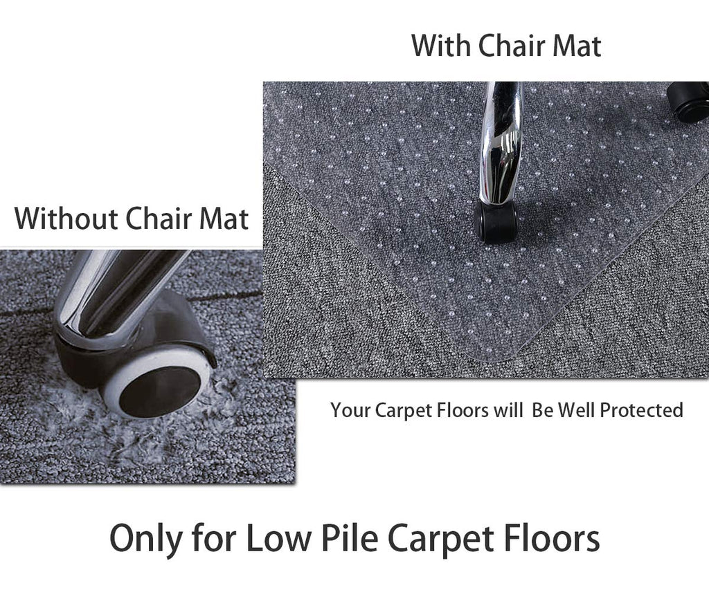 Homek Chair Mat For Carpeted Floors, 53” X 45” Transparent Thick Office Floor Mats For Low Pile Carpet Floors
