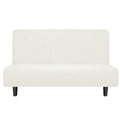 Easy-Going Stretch Futon Slipcover Armless Futon Bed Cover Furniture Protector Without Armrests With Elastic Bottom For Kids, Soft Jacquard Fabric Small Checks (Medium, Cream)