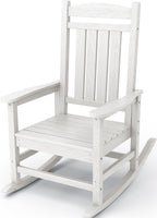 Kingyes Hdpe Rocking Chairs Outdoor, Patio Rocking Chairs With 330Lbs Support, Smooth Porch Rocker For Deck Lawn Yard, White