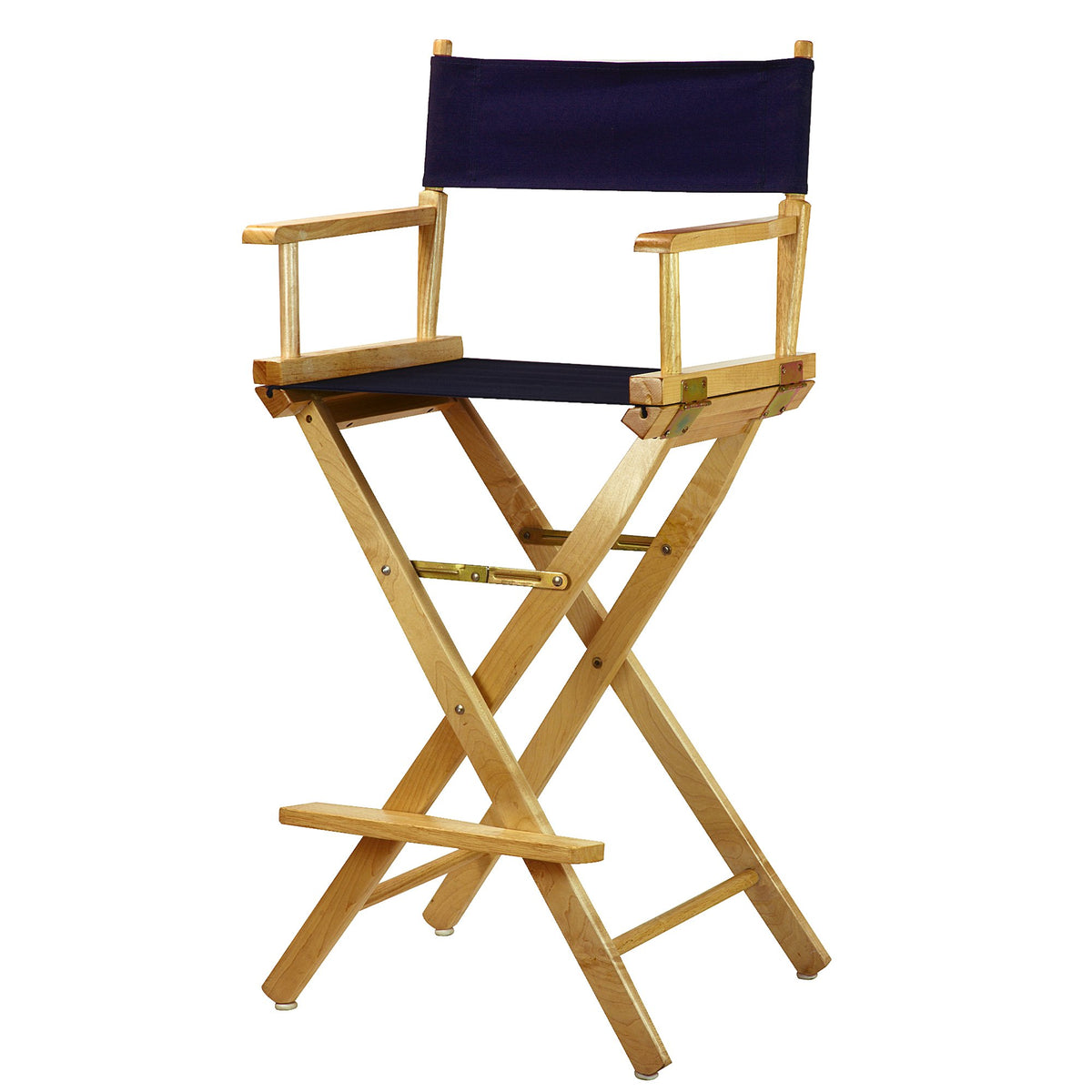 Casual Home Director'S Chair ,Natural Frame/Navy Canvas,30&quot; - Bar Height