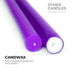 Candwax 12 Inch Taper Candles Set Of 12 - Dripless And Smokeless Candle Unscented - Slow Burning Candle Sticks - Purple Candles