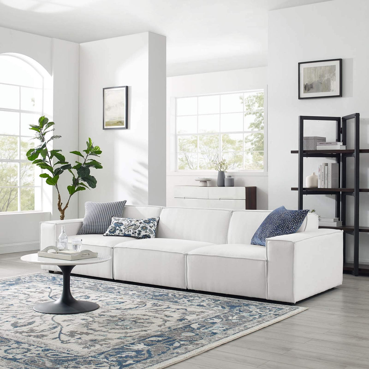 Modway EEI-4112-WHI Restore 3-Piece Sectional Sofa, White