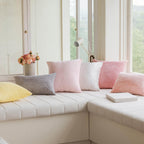 Home Brilliant Throw Pillow Covers Pink Couch Pillow Covers 18X18 Decoration Supersoft Striped Velvet Corduroy Decorative Pillow