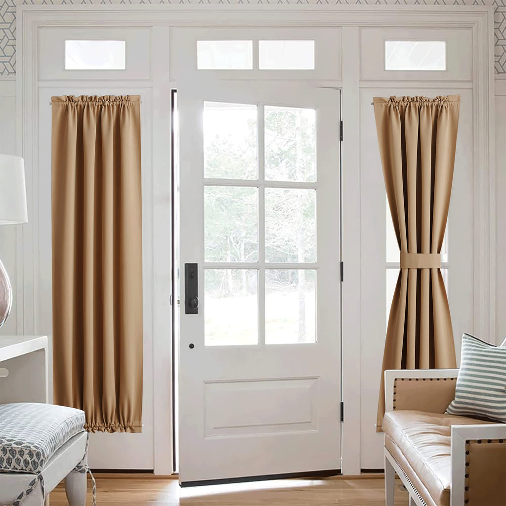 Nicetown Blackout Door Curtain Solid French Door Cover, Farmhouse Room Darkening Thermal Insulated Window Curtain Drape For Hall